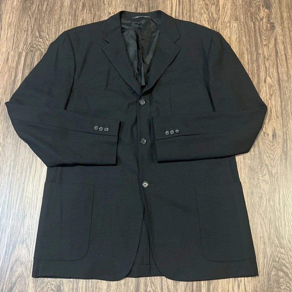Ermenegildo Zegna Soft In Black Size 56EU 100% Wool Blazer Neiman Marcus Italy